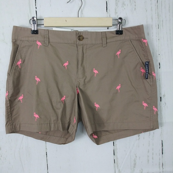 Old Navy Pants - Old Navy Tan Pink Flamingo shorts Size 10